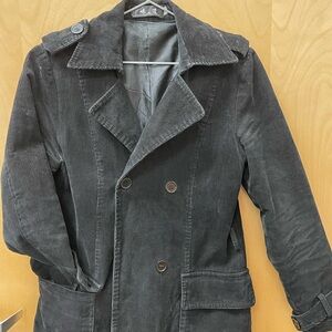 Women's Double-Breasted Corduroy Jacket - Black